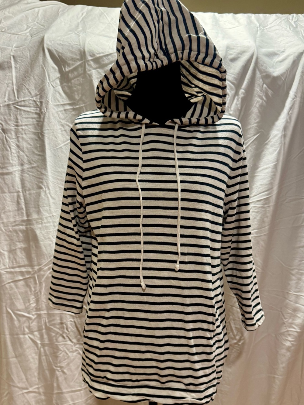 Banana Republic Navy & White Striped Hooded Top